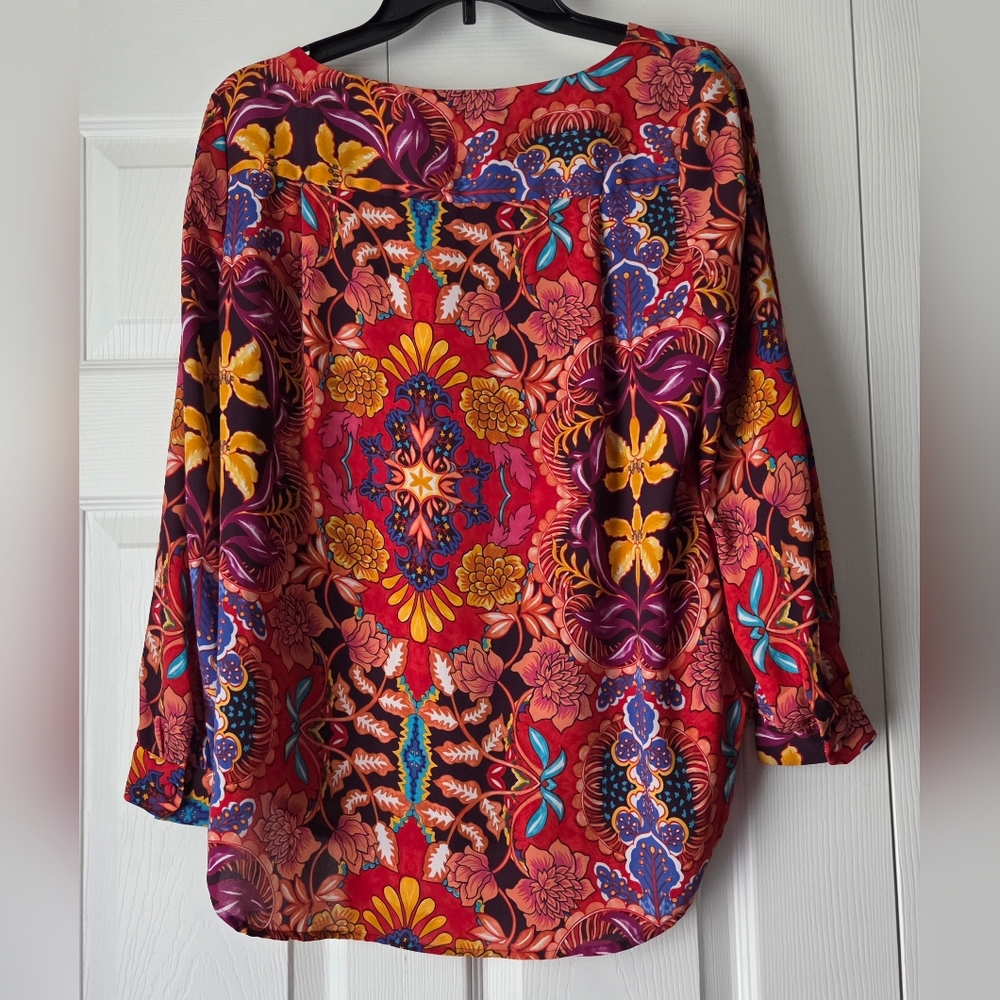 LOFT Boho Mixed Floral Paisley Split Sleeve Blouse – Size SP Excellent Condition - Picture 9 of 14